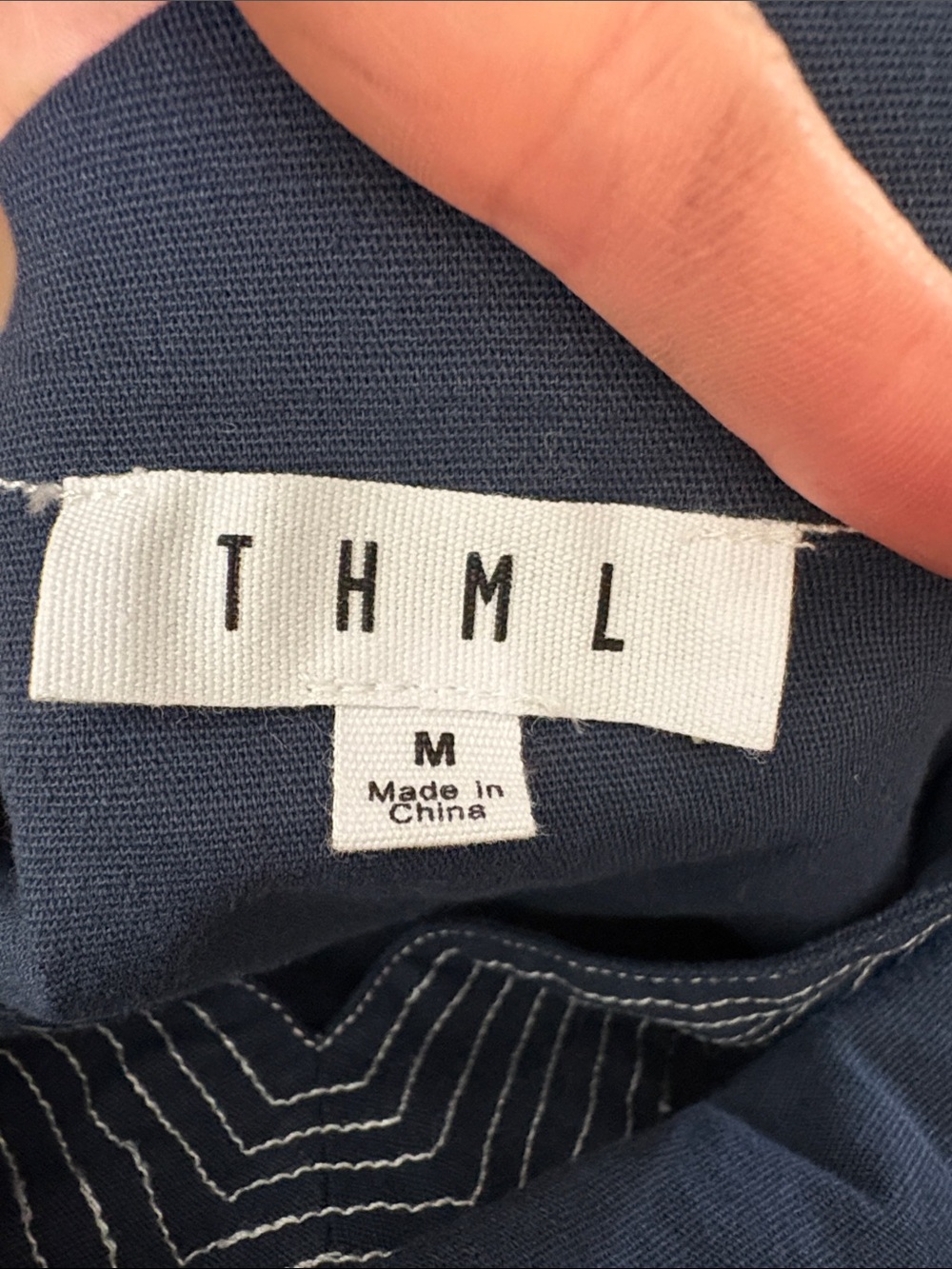 THLM Navy V-Neck Stitch-Trim Top - Picture 2 of 5